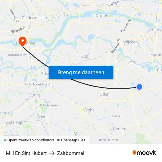 Mill En Sint Hubert to Zaltbommel map