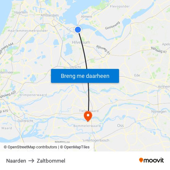 Naarden to Zaltbommel map
