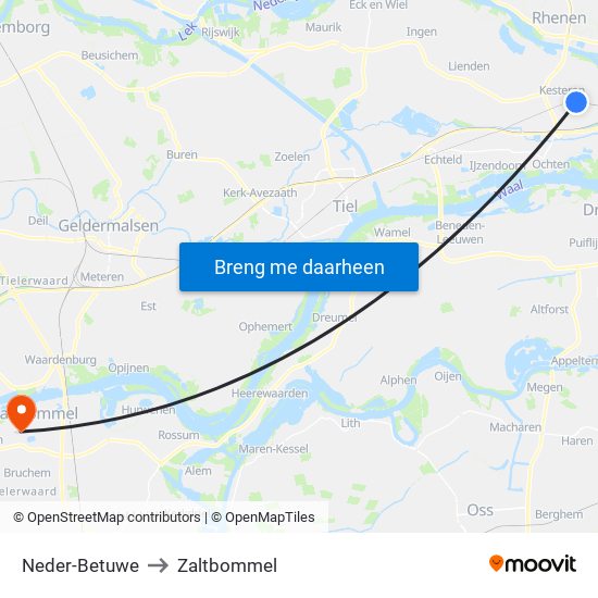Neder-Betuwe to Zaltbommel map