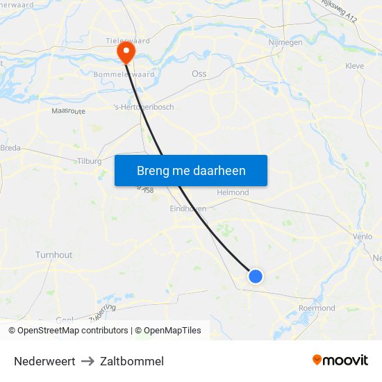 Nederweert to Zaltbommel map