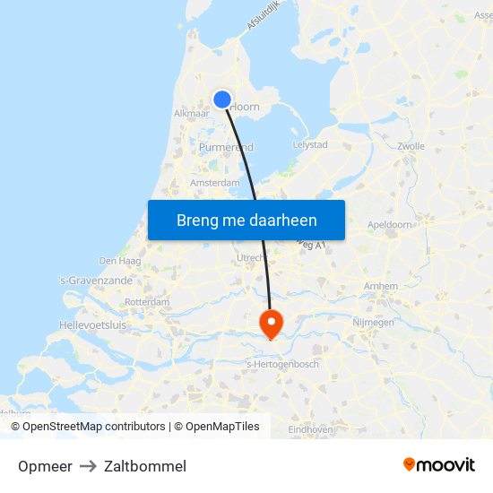 Opmeer to Zaltbommel map