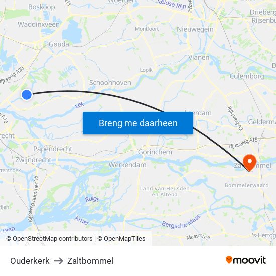 Ouderkerk to Zaltbommel map