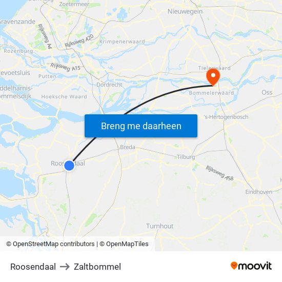 Roosendaal to Zaltbommel map
