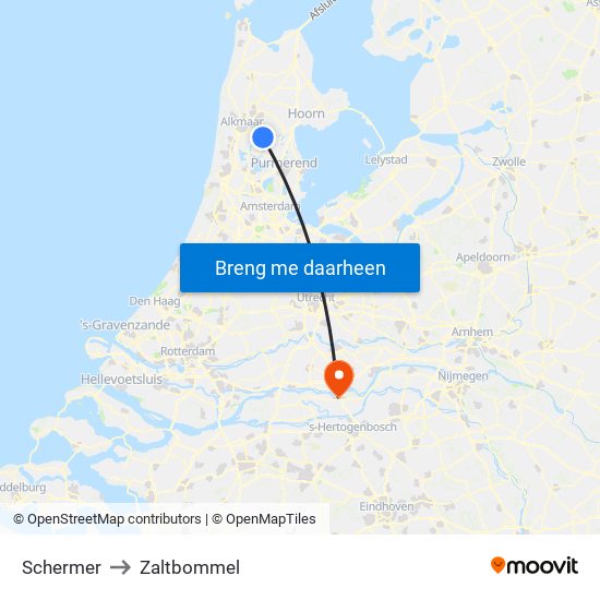 Schermer to Zaltbommel map