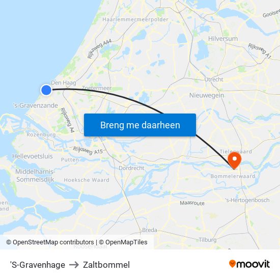 'S-Gravenhage to Zaltbommel map