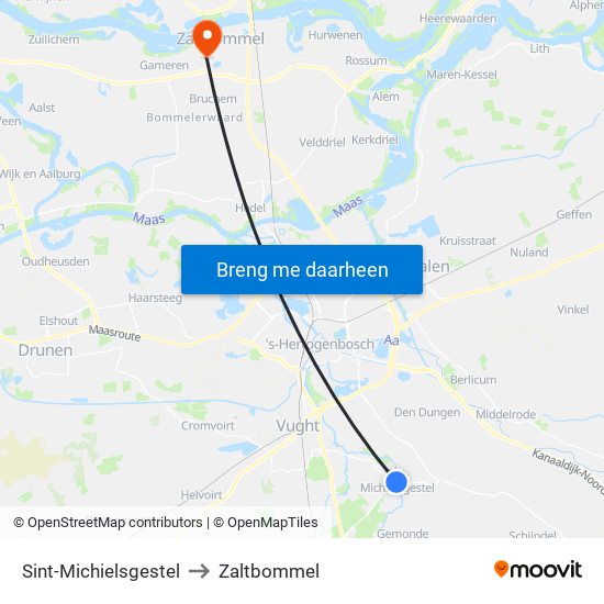 Sint-Michielsgestel to Zaltbommel map