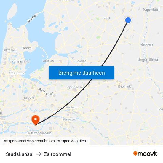 Stadskanaal to Zaltbommel map