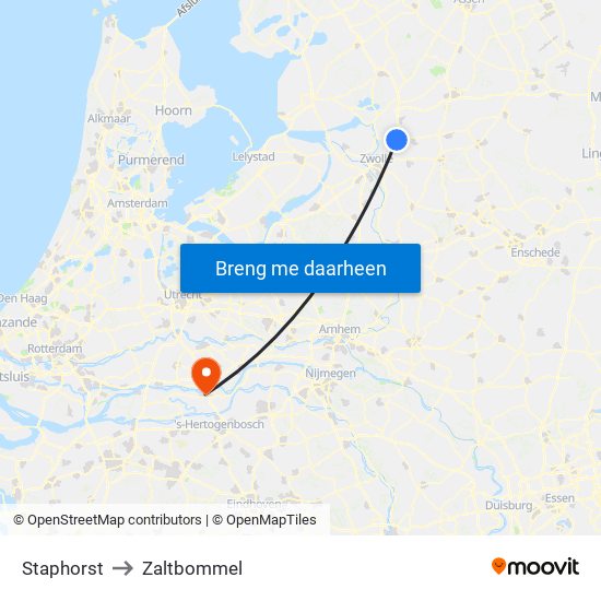 Staphorst to Zaltbommel map