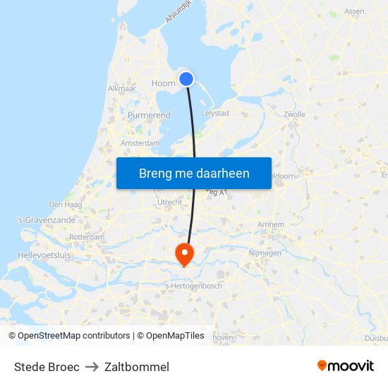 Stede Broec to Zaltbommel map
