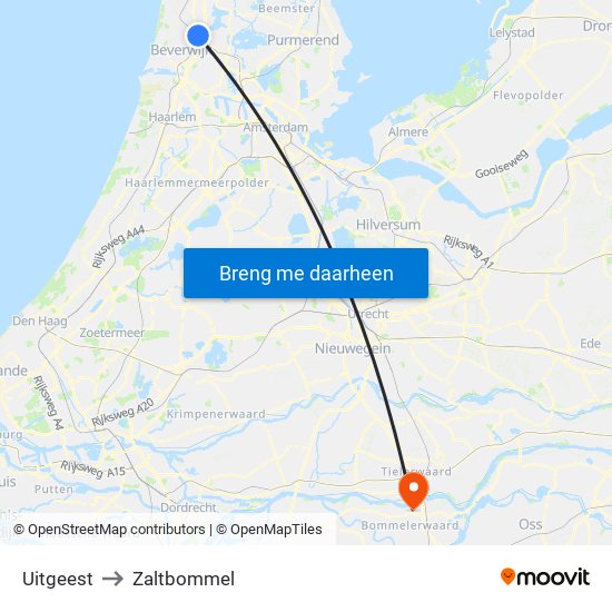 Uitgeest to Zaltbommel map