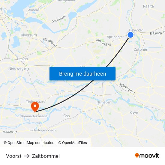 Voorst to Zaltbommel map