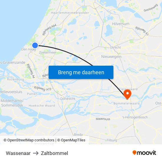 Wassenaar to Zaltbommel map