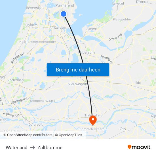 Waterland to Zaltbommel map