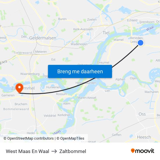 West Maas En Waal to Zaltbommel map