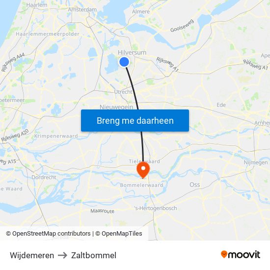 Wijdemeren to Zaltbommel map