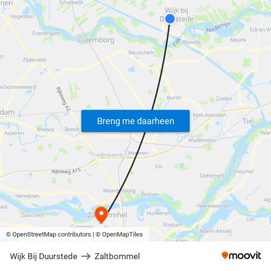 Wijk Bij Duurstede to Zaltbommel map