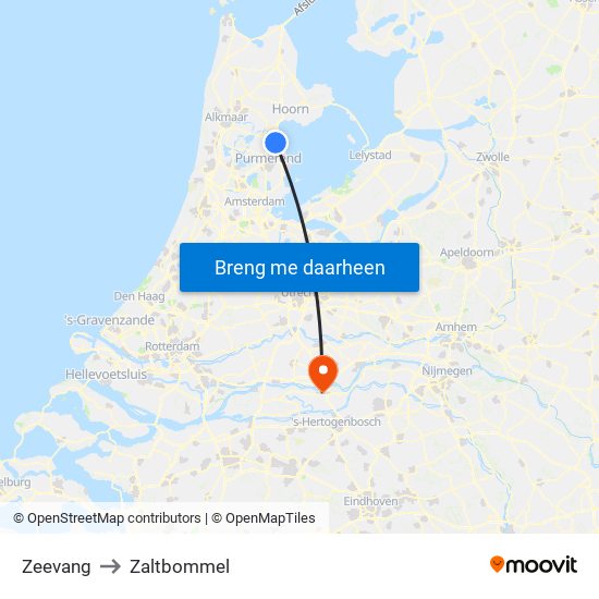 Zeevang to Zaltbommel map