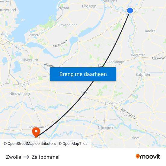 Zwolle to Zaltbommel map
