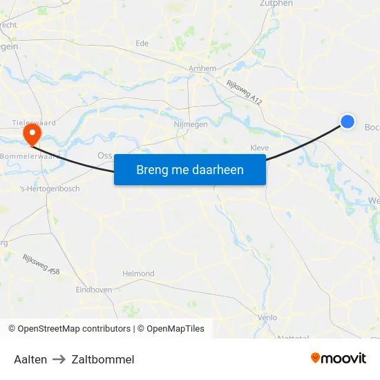 Aalten to Zaltbommel map