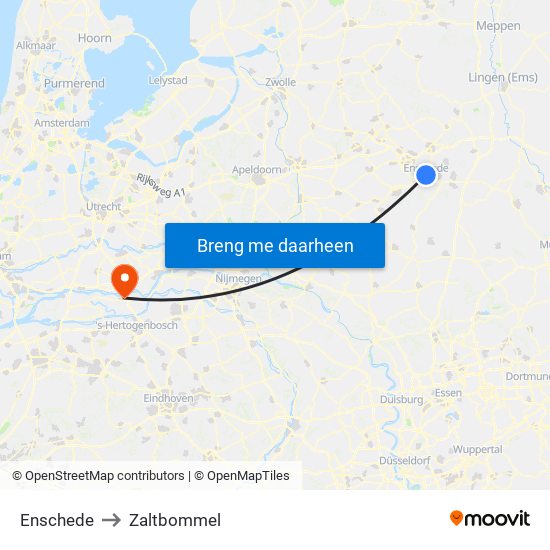 Enschede to Zaltbommel map