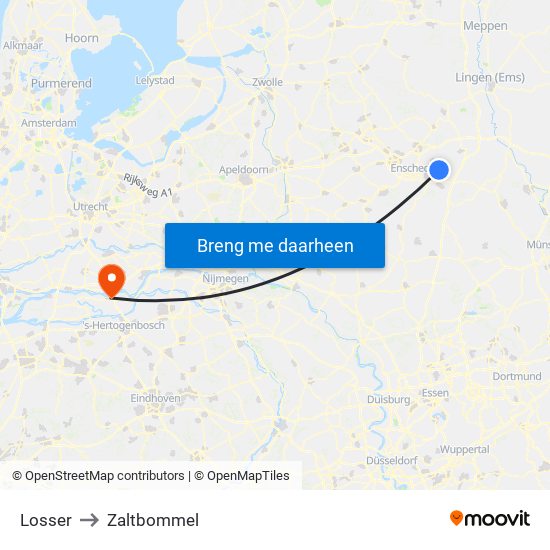 Losser to Zaltbommel map