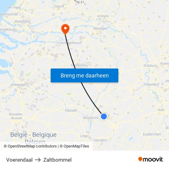 Voerendaal to Zaltbommel map