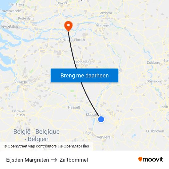 Eijsden-Margraten to Zaltbommel map