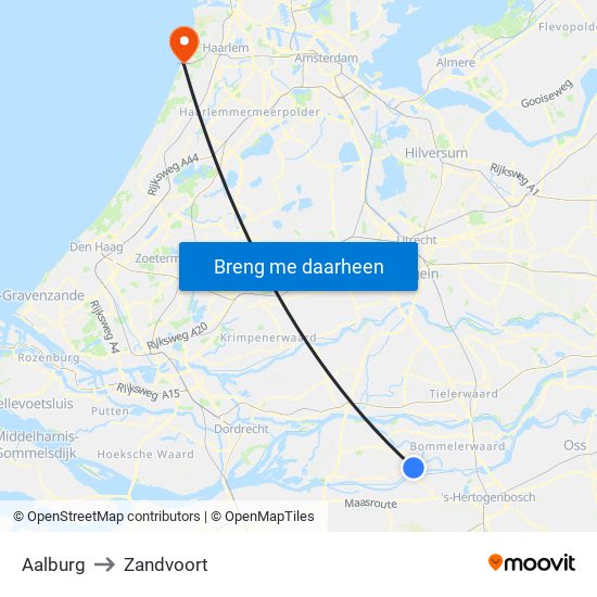 Aalburg to Zandvoort map