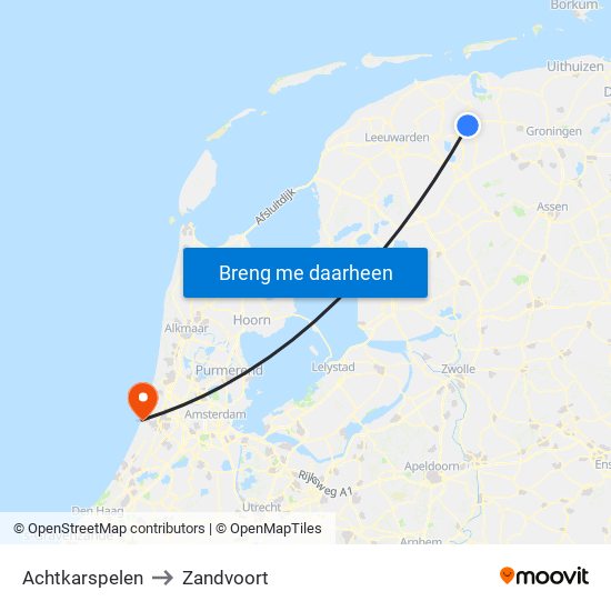 Achtkarspelen to Zandvoort map