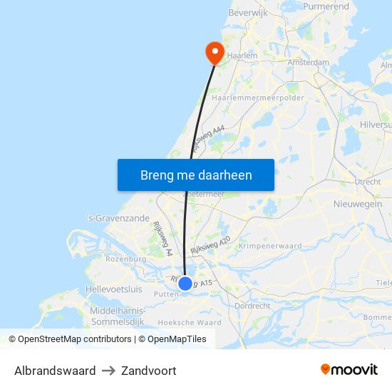 Albrandswaard to Zandvoort map