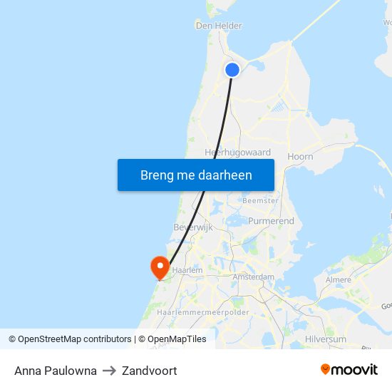 Anna Paulowna to Zandvoort map