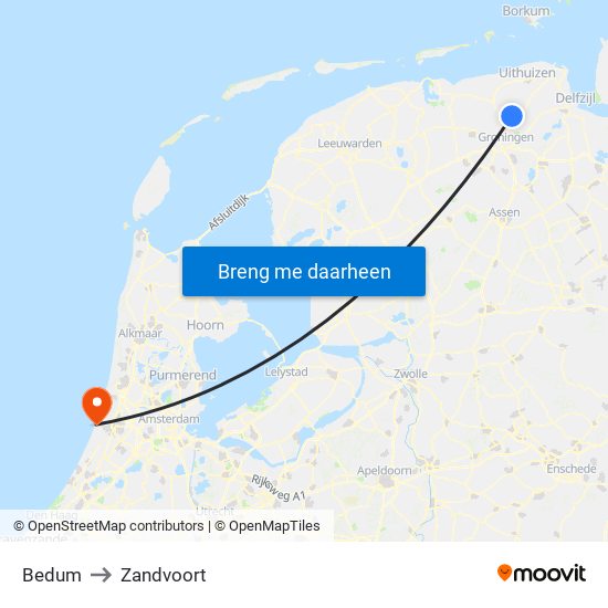 Bedum to Zandvoort map