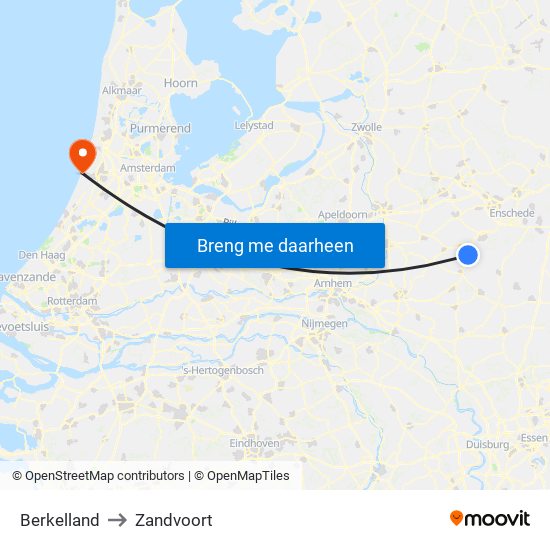 Berkelland to Zandvoort map
