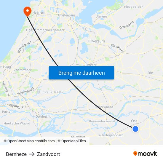 Bernheze to Zandvoort map