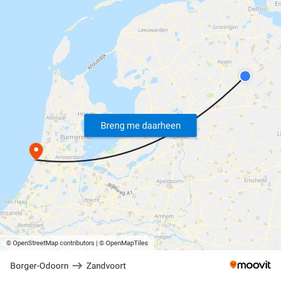Borger-Odoorn to Zandvoort map