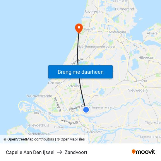 Capelle Aan Den Ijssel to Zandvoort map