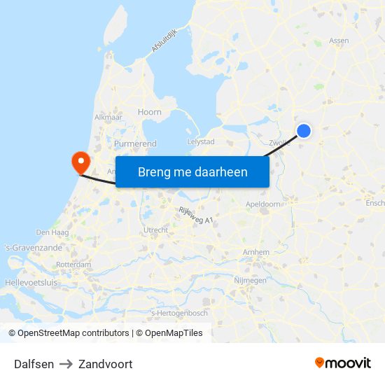 Dalfsen to Zandvoort map