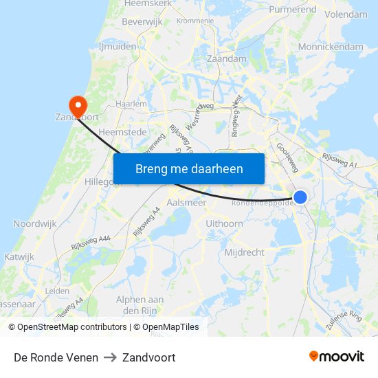 De Ronde Venen to Zandvoort map