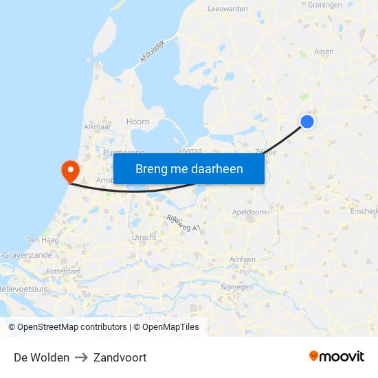 De Wolden to Zandvoort map