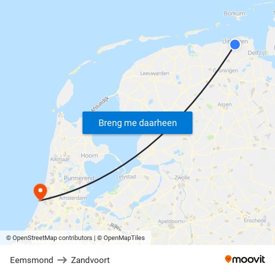 Eemsmond to Zandvoort map