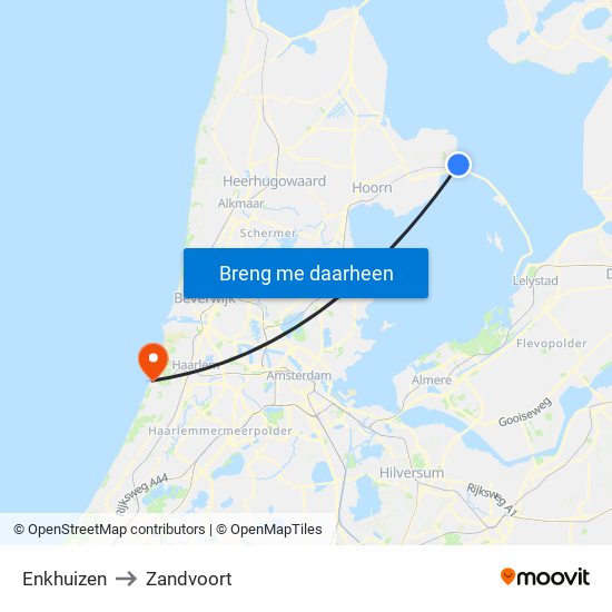 Enkhuizen to Zandvoort map