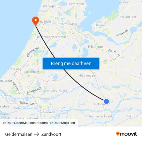 Geldermalsen to Zandvoort map
