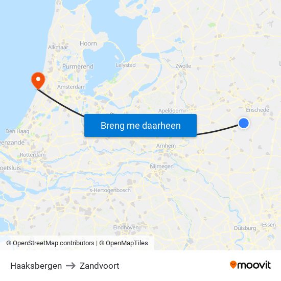 Haaksbergen to Zandvoort map