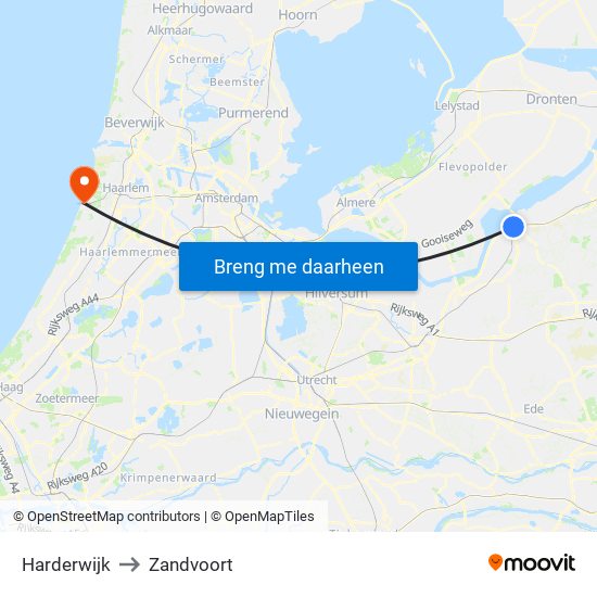Harderwijk to Zandvoort map