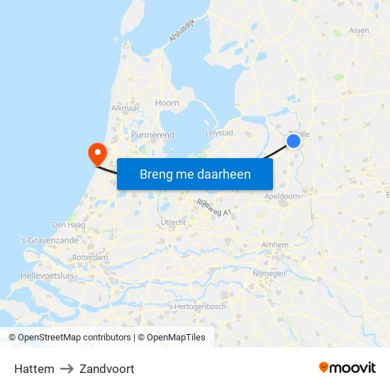 Hattem to Zandvoort map