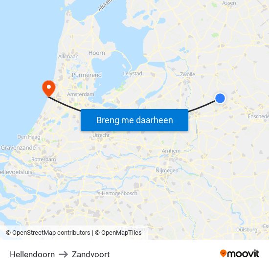 Hellendoorn to Zandvoort map
