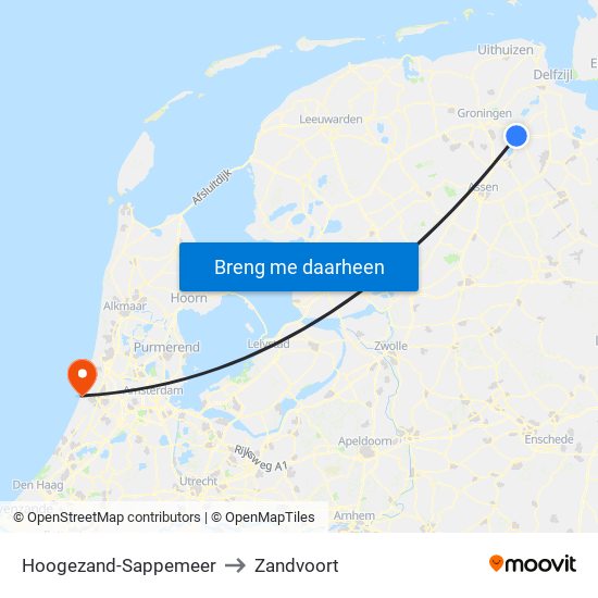 Hoogezand-Sappemeer to Zandvoort map