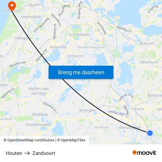 Houten to Zandvoort map