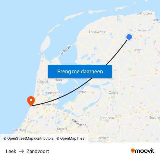 Leek to Zandvoort map