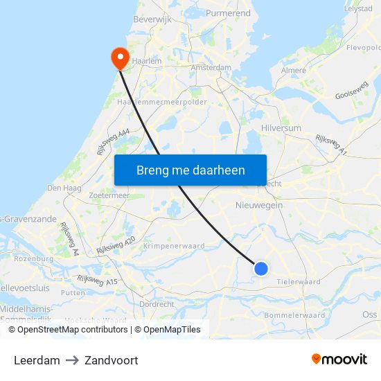 Leerdam to Zandvoort map